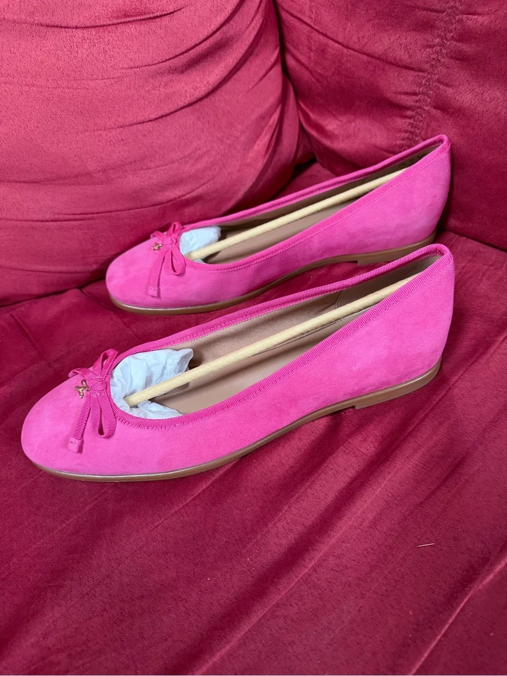 Naturalizer Hot Pink Suede Ballet Flats with Bow